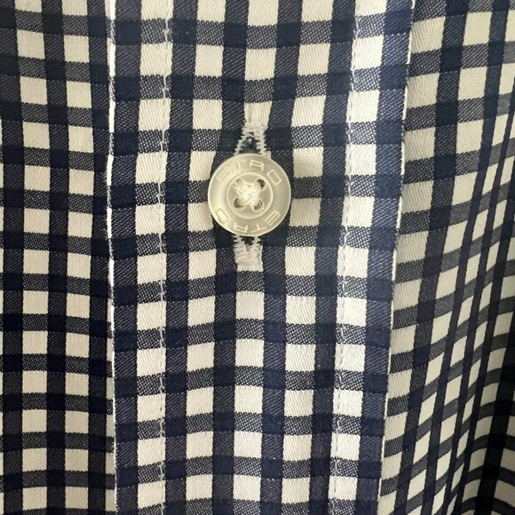 Etro Men's Navy White Check Shirt 41 Slim Fit Made in Italy - Picture 3 of 4